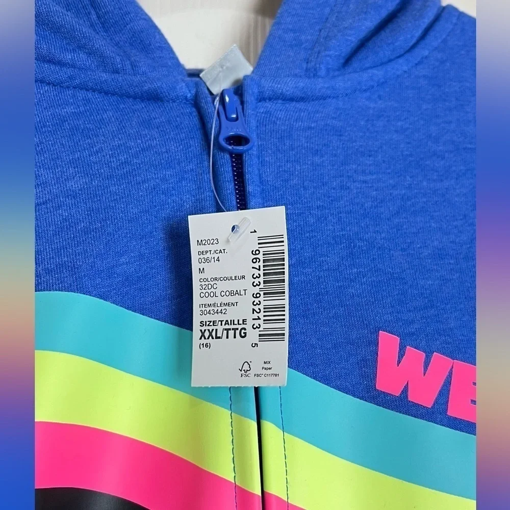PLACE Girls Rainbow Weekend French Terry Zip-Up Hoodie size 16 XXL